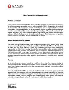 2019 1Q Kanos Quarterly Investor Letter Pdf | Kanos Capital Management