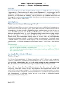 Form Crs Kanos 4.2026 Final Pdf | Kanos Capital Management