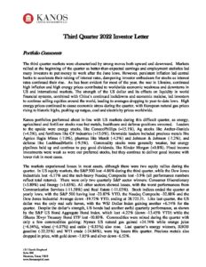 Kanos Quarterly Investor Letter 2022 Q3 Final Pdf | Kanos Capital Management