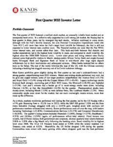 Kanos Quarterly Investor Letter 2023 Q1 Final Pdf | Kanos Capital Management