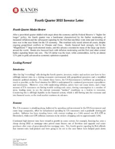 Kanos Quarterly Investor Letter 2023 Q4 Pdf | Kanos Capital Management